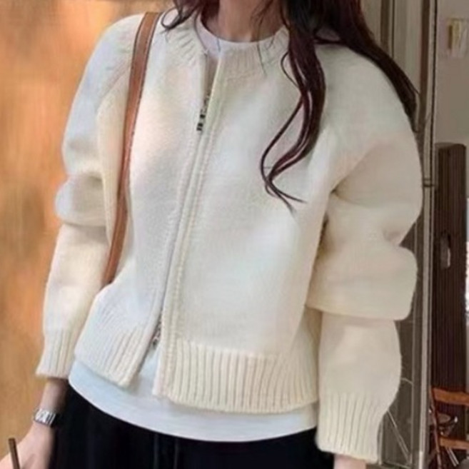 Fashion Flow 女款基本款長袖針織拉鍊外套