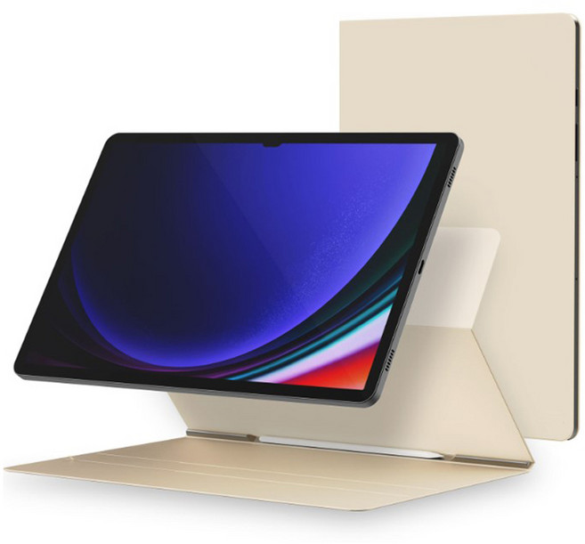 지에스비케이스 갤럭시탭 마그네틱 자석 북커버 슬림 케이스, 크림아이보리, 1개