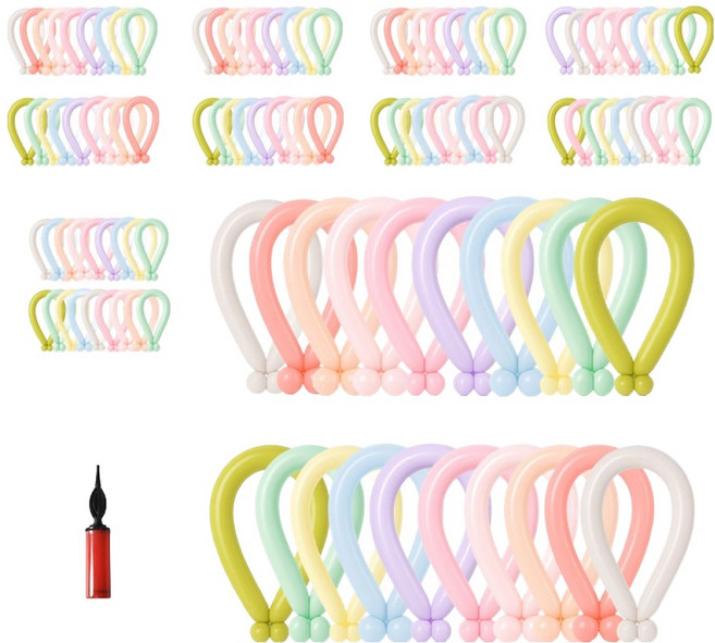 피앤비유니티 요술풍선 100입 세트, 08 마카롱 혼합10색, 1세트