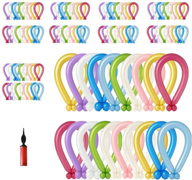 피앤비유니티 요술풍선 100입 세트, 18 펄 혼합9색, 1세트