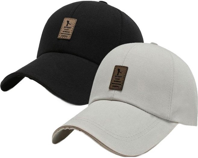 Midami 運動風標籤長帽簷棒球帽 2件組 1557