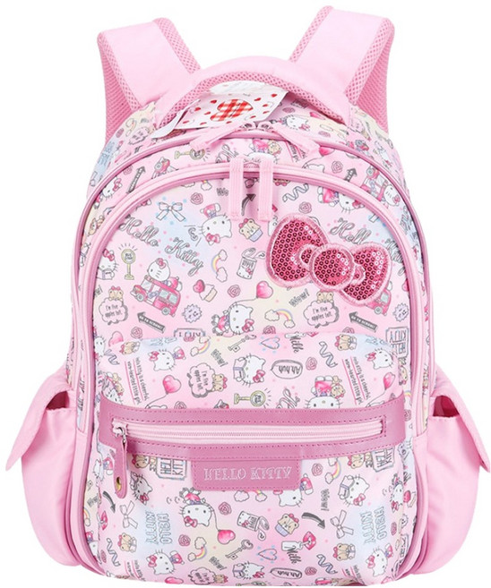 優貝選 平行輸入商品 三麗鷗HELLO KITTY滿版印花小學生後背書包 1-3年級適用