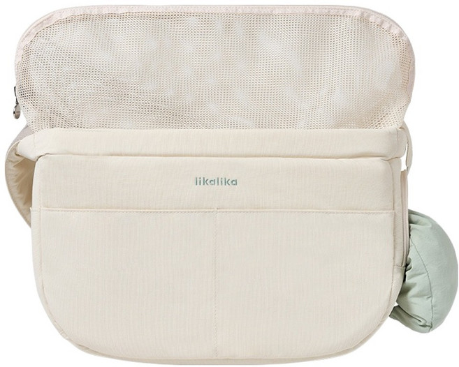 리카리카 반려동물 튼튼 반달 슬링백 가방 + 쿠션 세트, 크림(가방), 민트(쿠션), 1세트