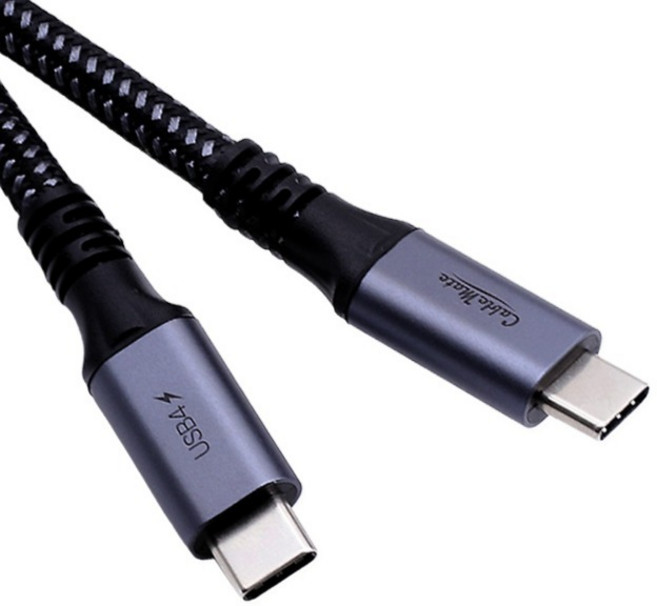 케이블메이트 C타입-C타입 USB4 8K 60Hz 썬더볼트 호환 240W 초고속 충전 알루미늄 메쉬 케이블, 메탈그레이, 1개, 1m