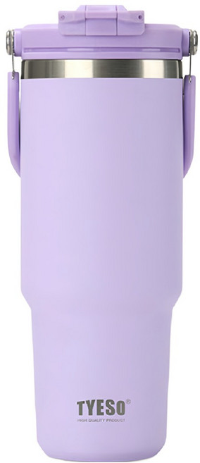TYESO 泰碩 二代 304不鏽鋼手提保溫冰霸杯, 丁香紫, 900ml, 1個