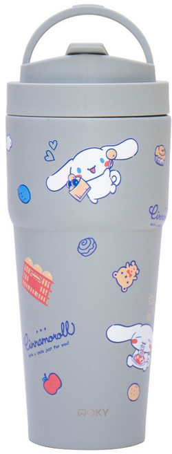 WOKY 沃廚 鈦陶瓷渾圓杯 SANRIO聯名款, 1個, 770ml, 蹦跳玩台灣 灰色