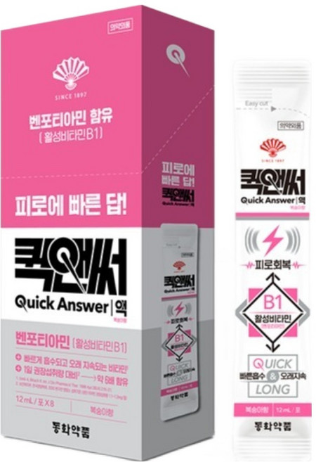 퀵앤써 동화약품 피로회복 퀵앤써액 복숭아향 8p, 8회분, 1개