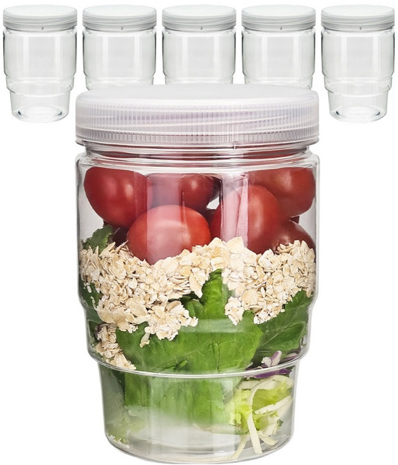 미르코리아 국산 후르츠팟 샐러드 밀프랩 도시락통 투명 용기 화이트, 6개, 550ml