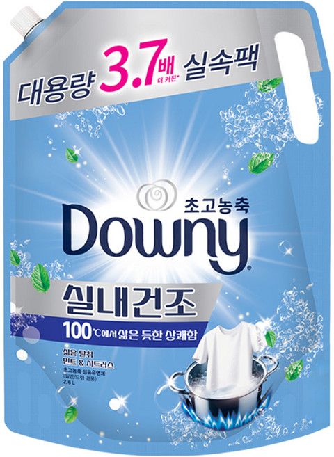 다우니 실내건조 초고농축 섬유유연제 삶음탈취 민트 앤 시트러스, 2.6L, 1개