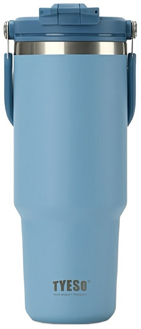 TYESO 泰碩 二代 304不鏽鋼手提保溫冰霸杯, 天空藍, 900ml, 1個