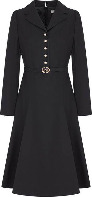 라인어디션 여성용 솔리드 진주 버튼 원피스