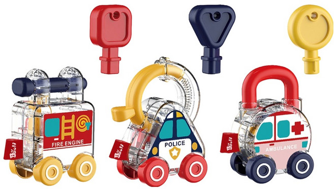 PLAYFUL TOYS 頑玩具 感統開鎖車3個, 1套, 多色