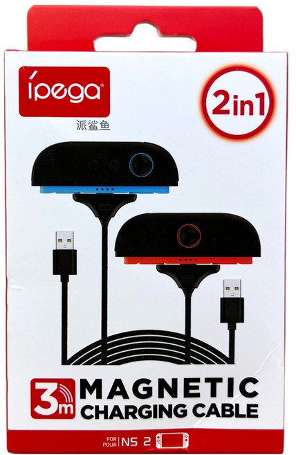 ipega 派鯊魚 左右手把充電線 3m SWITCH2適用, PG-SW2119A, 黑色, 1個