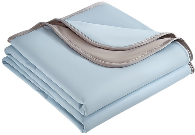 冰絲雙面素色涼感空調被, 清爽藍