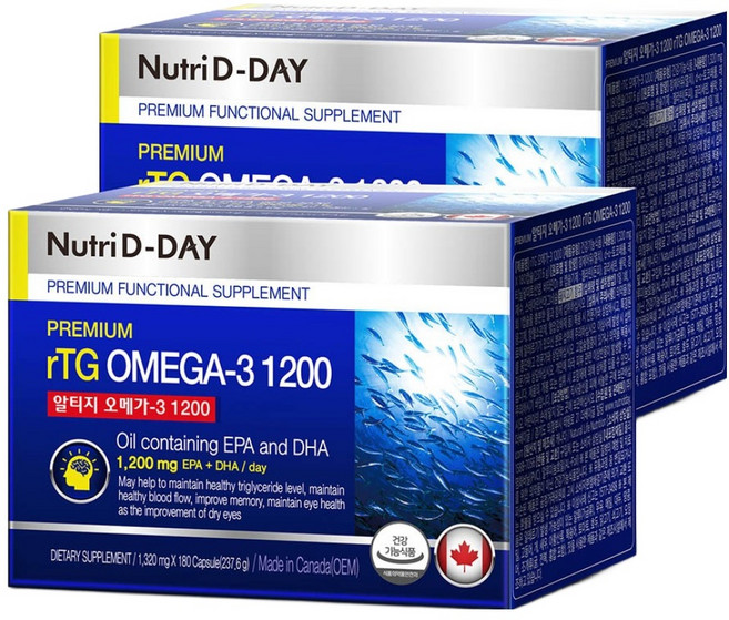 뉴트리디데이 알티지 오메가3 1200 237.6g, 180정, 2개