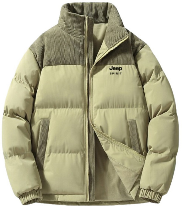 지프스피릿 남녀공용 코듀로이배색 베이직 패딩점퍼