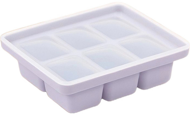 빅벅 유아용 실리콘 이유식 큐브 얼음틀 6구, 퍼플, 1개, 330ml