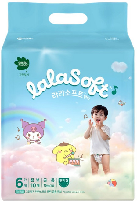 그린핑거 라라소프트 팬티형 기저귀 남여공용, 6단계, 10매