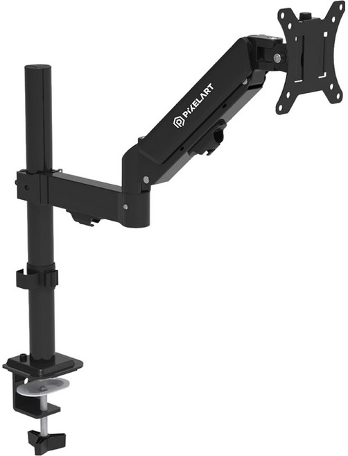 픽셀아트 스탠디아 P100 폴타입 싱글 모니터암, 블랙, 1개, 블랙