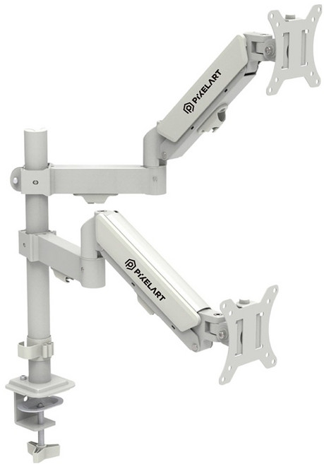 PIXELAR Standia P200 立柱式雙螢幕支架, 白色, 1個