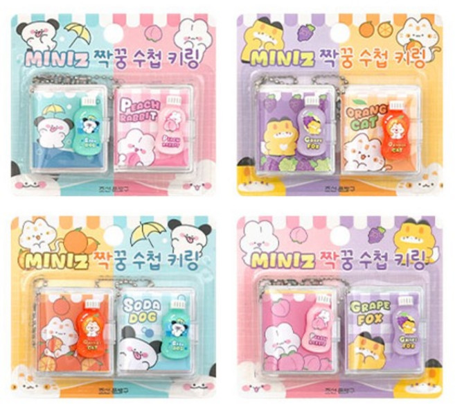 조선문방구 미니즈 짝꿍 수첩 키링 4종 47매, 1세트, 혼합색상