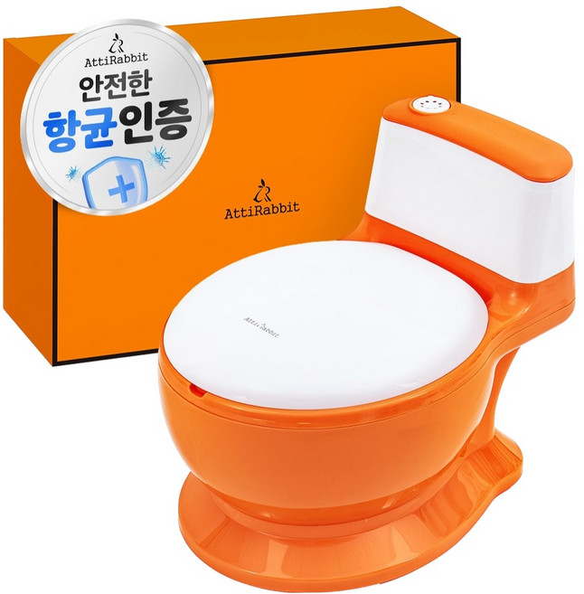 아띠래빗 사운드 푸쉬벨 배변 훈련 아기변기, 라이트 오렌지