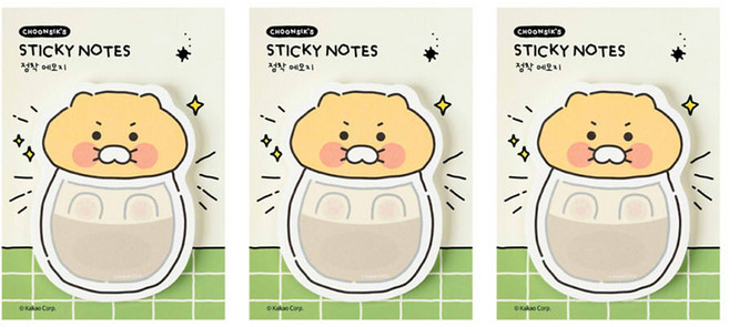 카카오프렌즈 춘식이 오디너리 형태 점착 메모지, 유리병, 40매, 3개
