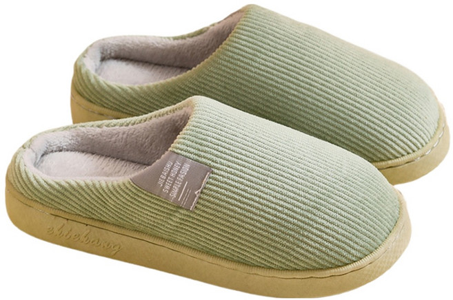 엑스터 코튼 털 따뜻한 실내 사무실 방한 슬리퍼, 녹색, 1개