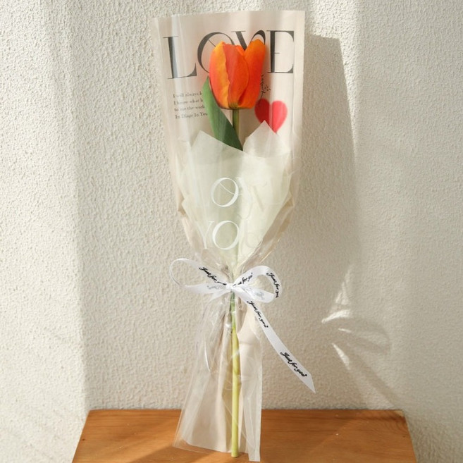 길그리 LOVE 꽃한송이 포장지 봉투형, 02 베이지, 1개