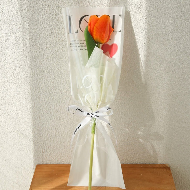 길그리 LOVE 꽃한송이 포장지 봉투형, 01 화이트, 1개