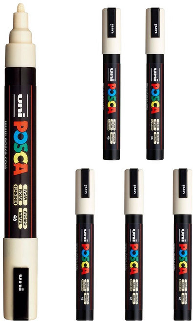 유니 포스카 굵은 글씨용, PC-5M 아이보리, 6개
