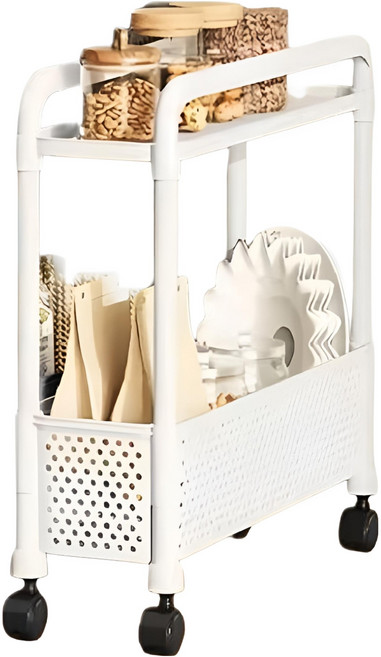 로이 틈새수납 트롤리 40 x 13 x 42 cm, 화이트, 2단