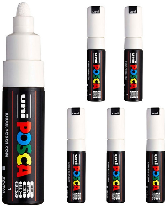 유니 포스카 굵은 글씨용 PC-7M 화이트, 1색, 6개