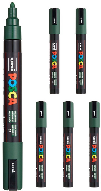 POSCA 粗字用 PC-5M 英倫綠, 6個, 1色