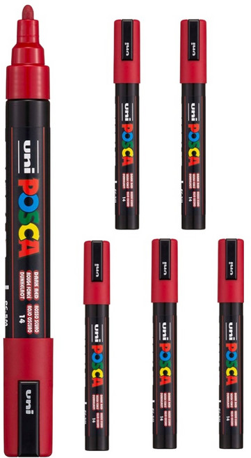 유니 포스카 굵은 글씨용 PC-5M 다크 레드, 6개, 1색