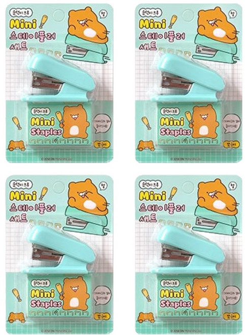 조선문방구 순덕이 미니 스테이플러 세트, 민트, 4세트