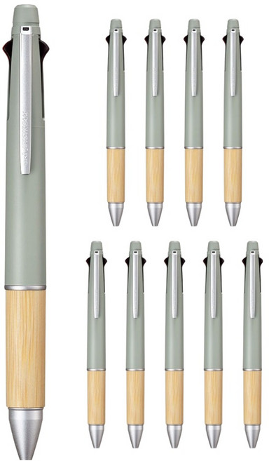 Uni 三菱 JETSTREAM 竹製 4&1 多功能筆 MSXE5-2000B 0.5mm, 10個, 鼠尾草綠