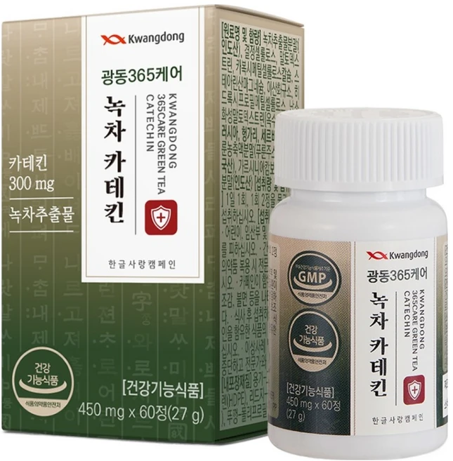 광동 365케어 녹차카테킨, 60정, 1개 - 쿠팡