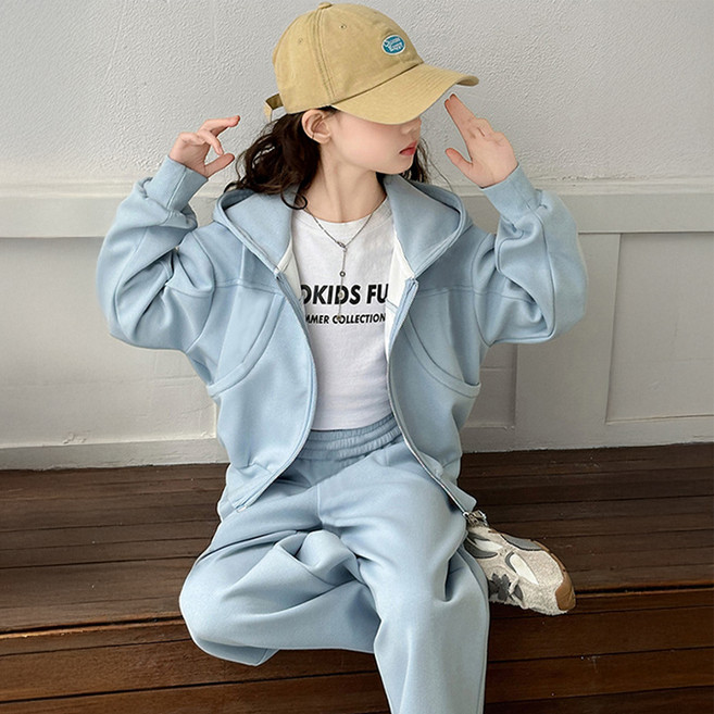 하라로이 솔리드 컬러 집업 상하의 세트