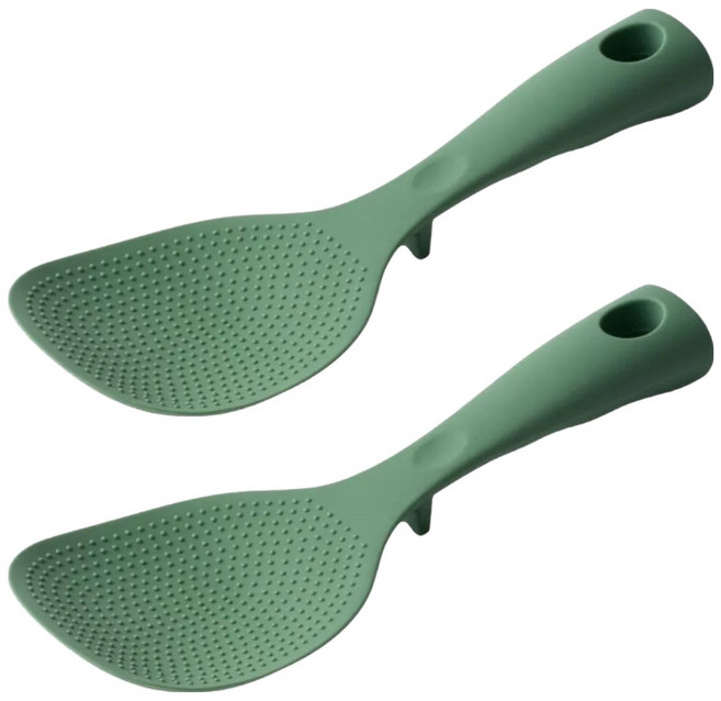 빅벅 실리콘 스탠딩 스푼 밥 주걱, 그린, 2개