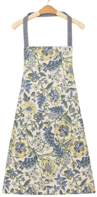 헤세이 에스닉 스타일 홀터 캔버스 방수 주방 앞치마, 오키드, 1개