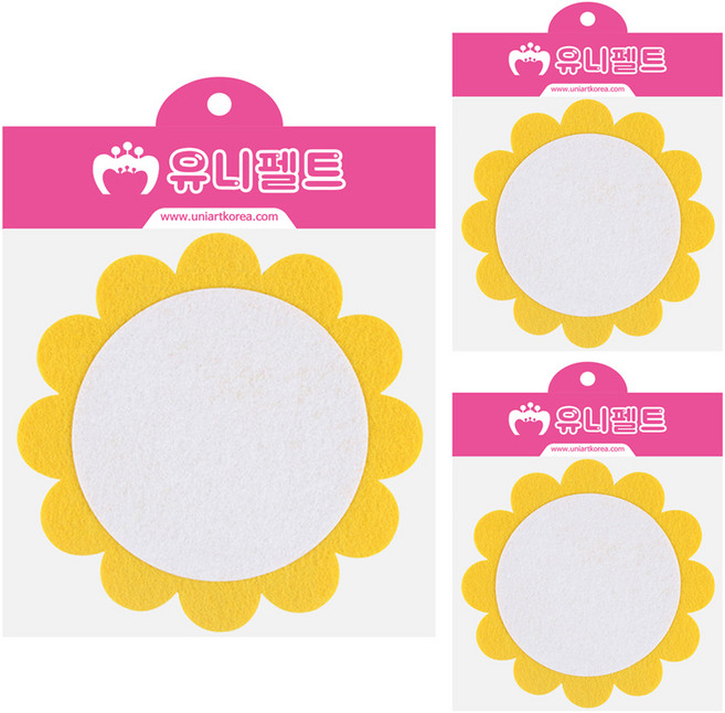 유니아트 펠트 미소꽃판, 노랑, 3개