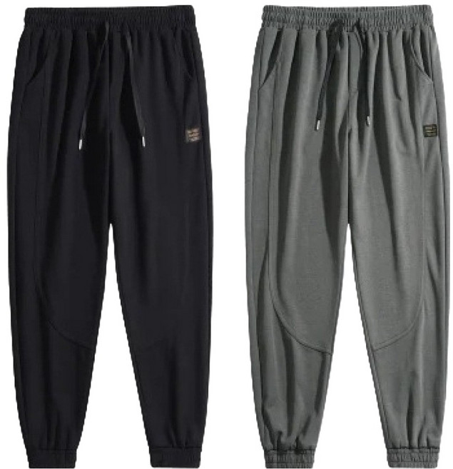 Elsso 男士Homme冬季鬆緊帶訓練刷毛束口褲 2件組