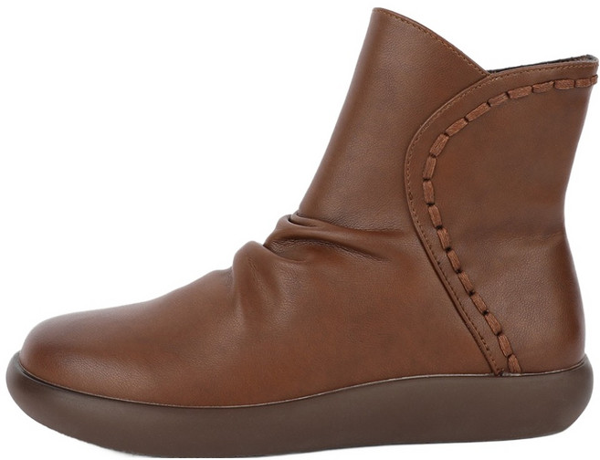 제이슈 소가죽 기모안감 카벤 스티치 숏 앵클부츠 3cm