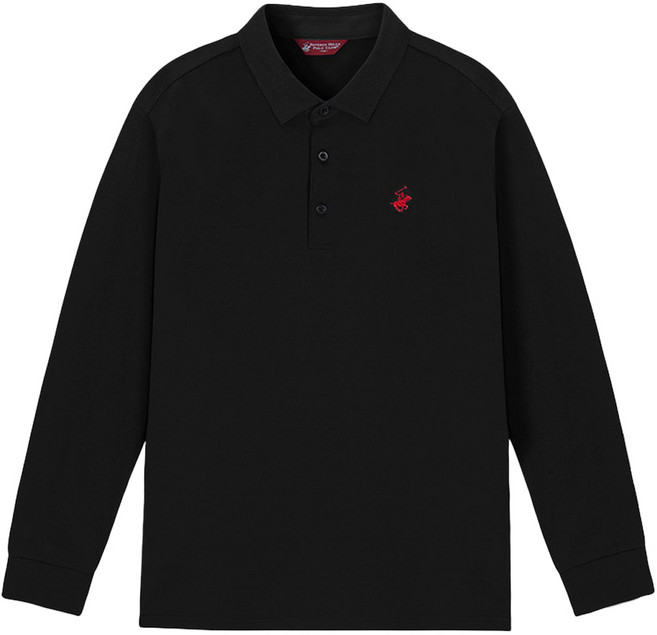 비버리힐스폴로클럽 남성용 콜드 시즌 기모 자수로고 스판 긴팔 카라티 CPY9T75