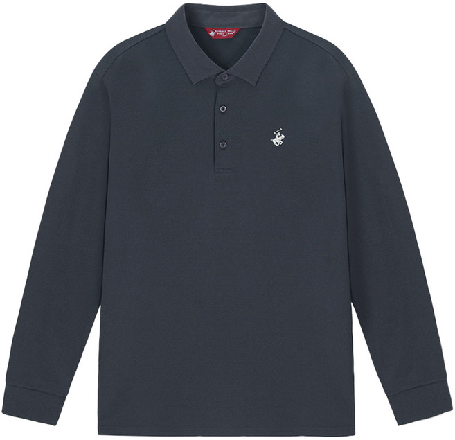 비버리힐스폴로클럽 남성용 콜드 시즌 기모 자수로고 스판 긴팔 카라티 CPY9T75