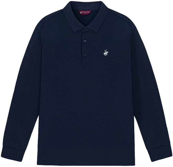 비버리힐스폴로클럽 남성용 콜드 시즌 기모 자수로고 스판 긴팔 카라티 CPY9T75