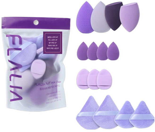 플라리아 퍼프 믹스 세트, 1세트, 혼합색상
