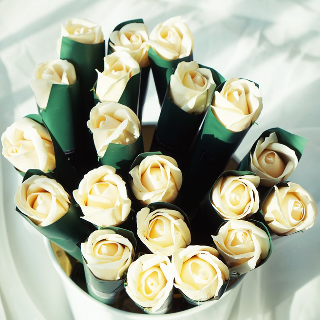 아르띠콜로 비누꽃 장미 한송이, 샴페인골드, 20개