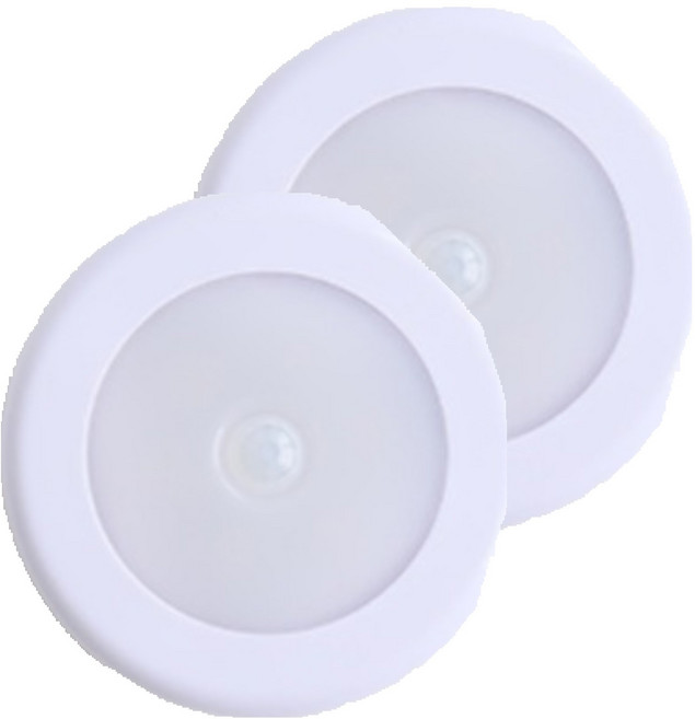 6LED 무선 센서등, 2개, 화이트 + 웜옐로우